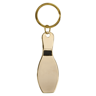 1" x 3" Gold Bowling Pin Brass Keychain
