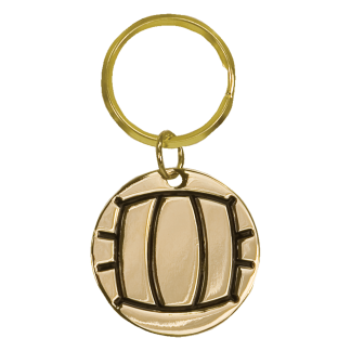 1 1/2" Gold Volleyball Brass Keychain