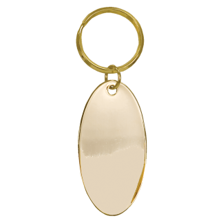 1 1/4" x 2 1/4" Gold Oval Brass Plated Keychain