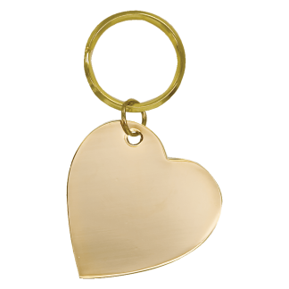 2" x 2" Gold Heart Brass Keychain