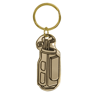 1" x 2 1/2" Gold Golf Bag Brass Keychain
