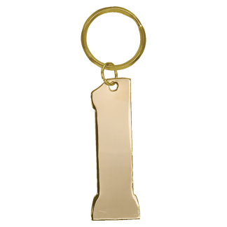 3/4" x 2 3/4" Gold #1 Brass Keychain