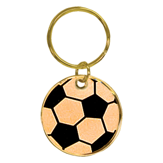 1 1/2" Gold Soccer Brass Keychain