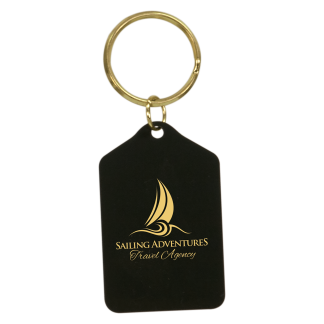 1 1/2" x 2 1/2" Black Tablet Brass Keychain