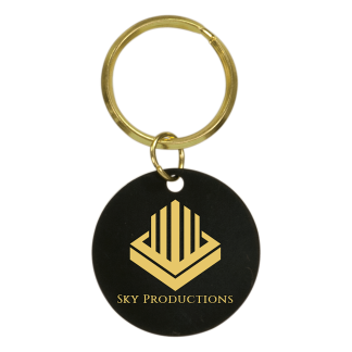 1 1/2" Black Blank Circle Keychain
