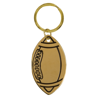1 1/2" x 2 1/2" Gold Football Brass Keychain