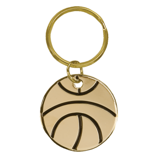 1 1/2" Gold Basketball Brass Keychain