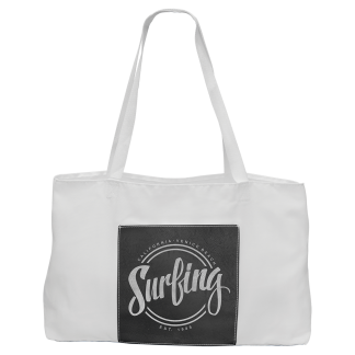 19" x 12" White Bag with 5" Black/Silver Laserable Leatherette Gusset