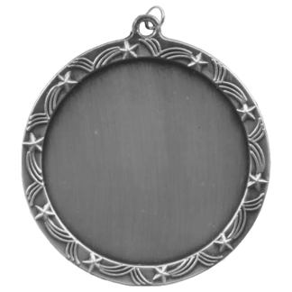 2 1/2" Antique Silver Stars 2" Insert Holder Medal