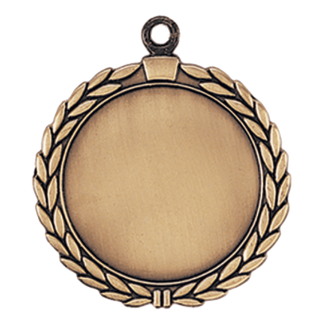 2 1/2" Antique Gold Wreath 2" Insert Holder Medal
