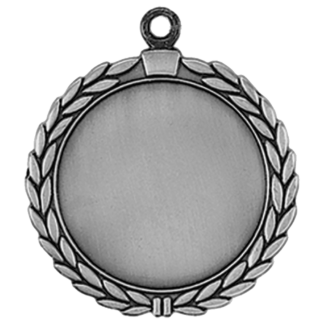 2 1/2" Antique Silver Wreath 2" Insert Holder Medal