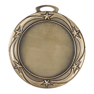 2 3/4" Antique Gold Star 2" Insert Holder Medal