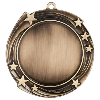 2 3/4" Antique Gold Swirling Star 2" Insert Holder Medal