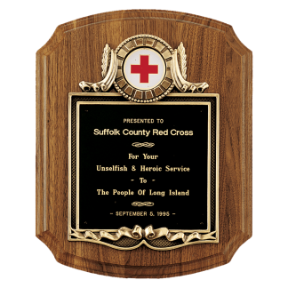 American Walnut Plaque with Gold Border Decorative Frame with 2" Insert Holder, Laserable Black Brass Plate - Witney Series (Inserts Sold Separately)