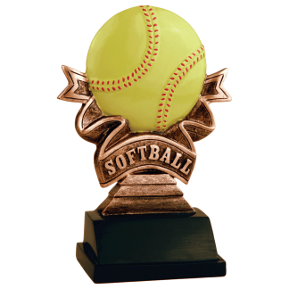 5 1/2" Softball Ribbon Resin