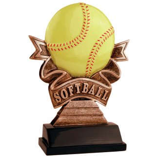 7" Softball Ribbon Resin