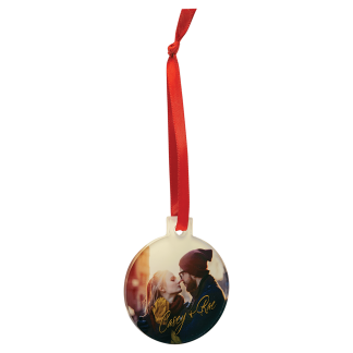 2 1/2" Round Sublimatable Acrylic Ornament with Red Ribbon