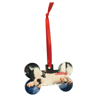 2 1/4" x 3 13/16" Bone Sublimatable Acrylic Ornament with Red Ribbon