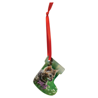 2 3/8" x 2 3/4" Stocking Sublimatable Acrylic Ornament with Red Ribbon