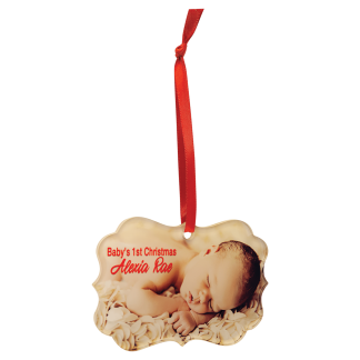 3" x 4 1/4" Benelux Sublimatable Acrylic Ornament with Red Ribbon