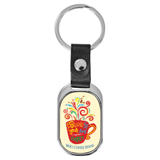 3 5/8" x 1 3/8" Oval Sublimatable Keychain with White Insert