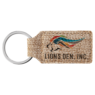 2 3/4" x 1 1/4" Rectangle Sublimatable Burlap Keychain