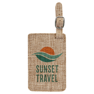 4 1/4" x 2 3/4" Sublimatable Burlap Luggage Tag