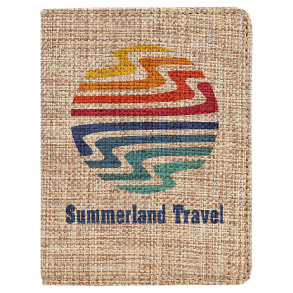 4 1/4" x 5 1/2" Sublimatable Burlap Passport Holder