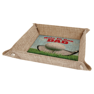 6" x 6" Sublimatable Burlap Snap Up Tray with Silver Snaps