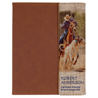9 1/2" x 12" Rawhide with Sublimatable Burlap Portfolio with Notepad