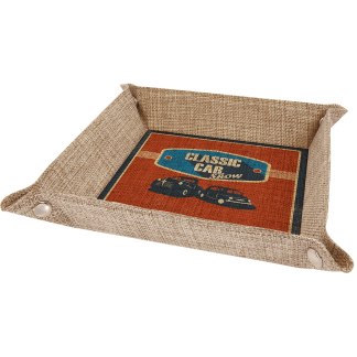 9" x 9" Sublimatable Burlap Snap Up Tray with Silver Snaps