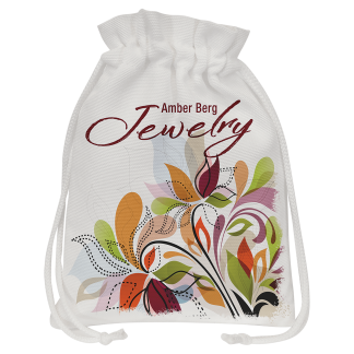 6 1/4" x 9" White Canvas Drawstring Bag