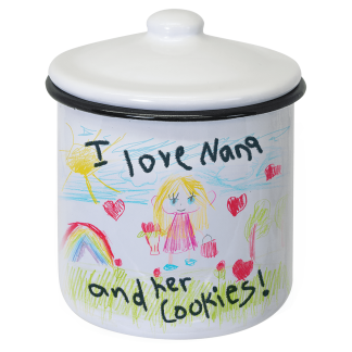 4.15" x 3.1" White/Black Enamel Canister with Lid