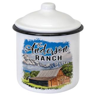 5.25" x 3.9" White/Black Canister with Lid