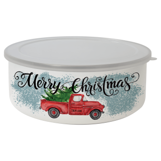 34 oz. Short Enamel Bowl with Lid
