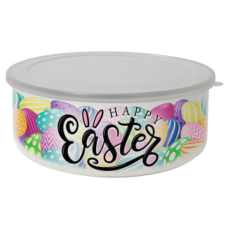 50 oz. Short Enamel Bowl with Lid
