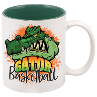 11 oz. White/Green Sublimatable Ceramic Mug