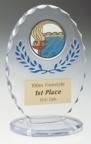 6 3/8" Clear/Blue Standing Oval