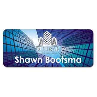 3" x 1.25" Gloss White Unisub Aluminum Name Badge with Radius Corners