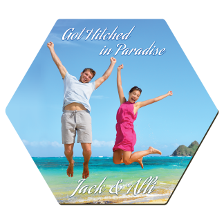 4"x 3.5" Gloss White Unisub Sublimatable MDF Hexagon Coaster w/Cork Back