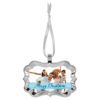 4.25" x 3" Benelux Metal Ornament with White Ribbon
