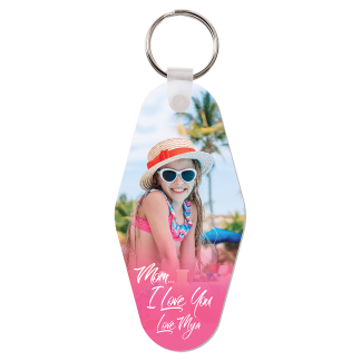 3.125" x 1.5" Unisub Gloss White FRP Sublimatable Vintage Hotel Keychain