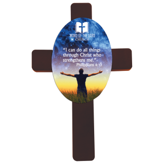 7" x 11" Unisub Mahogany Cross with Sublimatable MDF Oval Insert