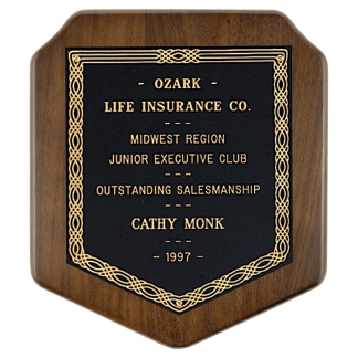7" x 8" Jewelers Black Laserable Gold Border Award Plaque with Custom 2" Photo Medallion