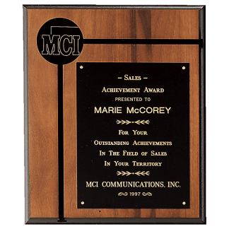 7" x 9" American Walnut Routed Award Plaque with Custom 2" Photo Medallion
