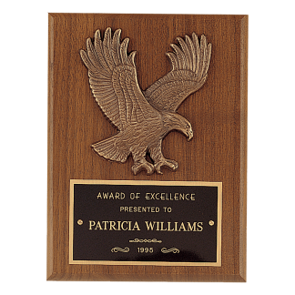 6" x 8" Sculptured Relief Eagle Casting Award Plaque with Custom 2" Photo Medallion