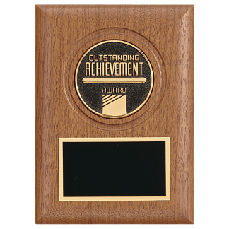 5" x 7" American Walnut CAM Award Plaque with Custom 2" Photo Medallion