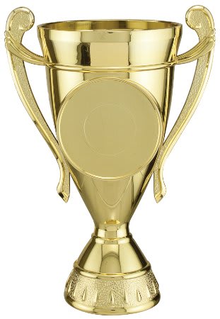 6 1/2" Gold Plastic Cup Trophy with Custom 2" Photo Insert